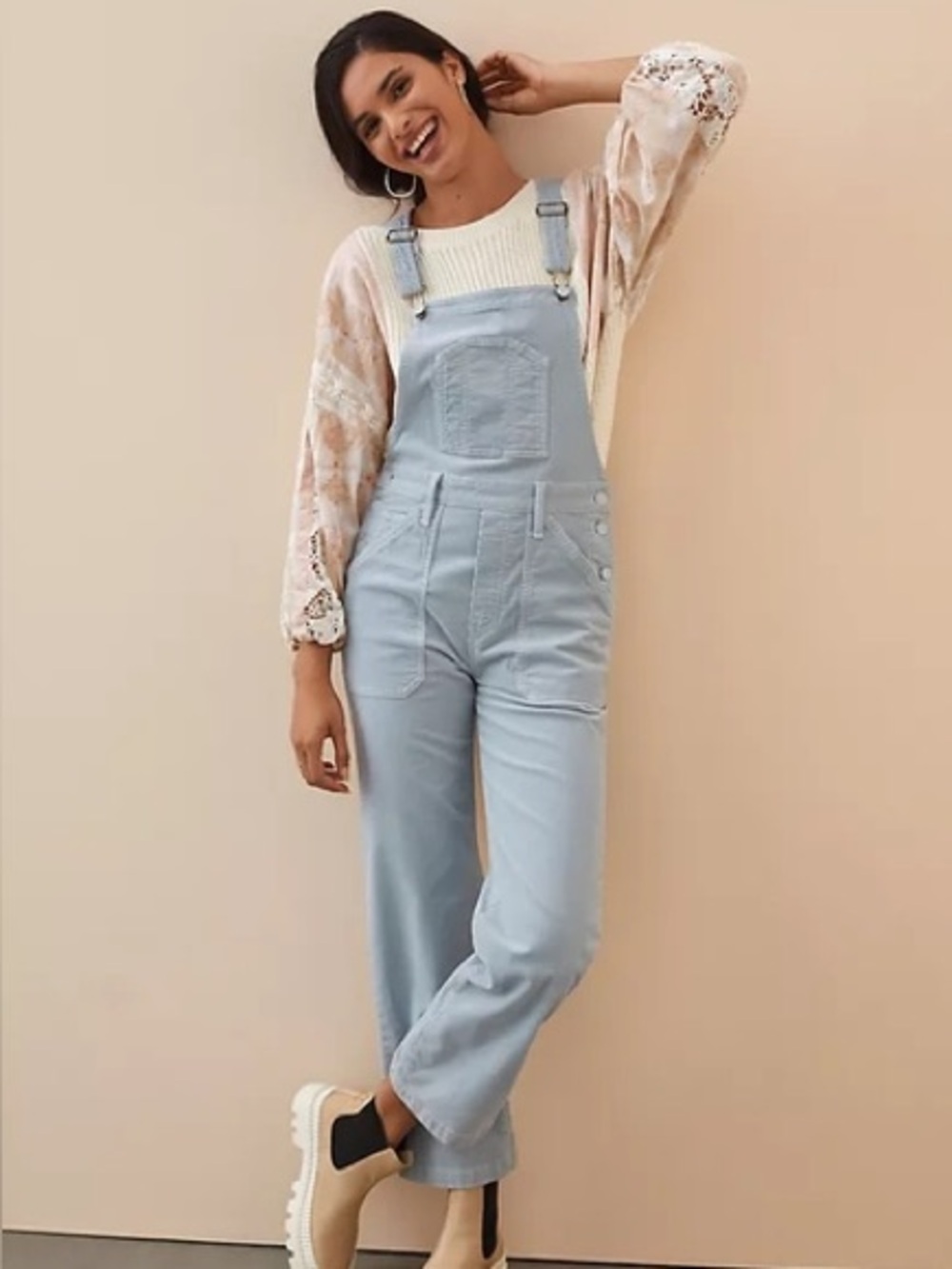 Mother the Rambler Corduroy Overalls In Baby Blue Size XS